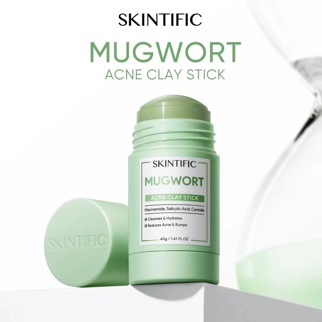 SKINTIFIC Mugwort Acne Clay Mask Stick 40g | Redness Relief, Pore Minimizing, Anti Acne Treatment - Image 2